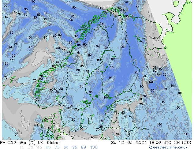 RH 850 hPa UK-Global Su 12.05.2024 18 UTC