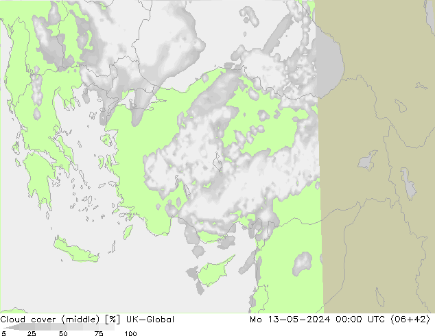 Bewolking (Middelb.) UK-Global ma 13.05.2024 00 UTC