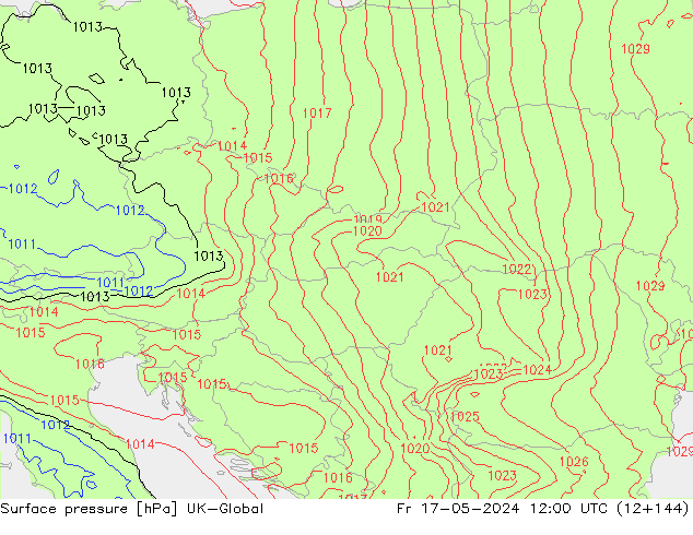 Luchtdruk (Grond) UK-Global vr 17.05.2024 12 UTC