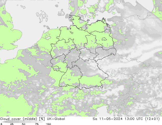 Cloud cover (middle) UK-Global Sa 11.05.2024 13 UTC