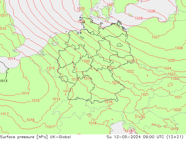 Surface pressure UK-Global Su 12.05.2024 09 UTC