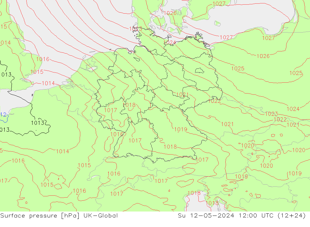 Surface pressure UK-Global Su 12.05.2024 12 UTC