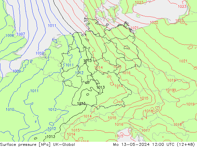 приземное давление UK-Global пн 13.05.2024 12 UTC