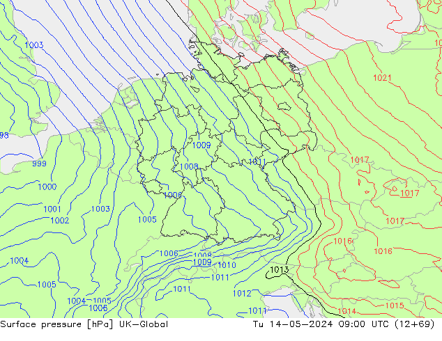 Luchtdruk (Grond) UK-Global di 14.05.2024 09 UTC