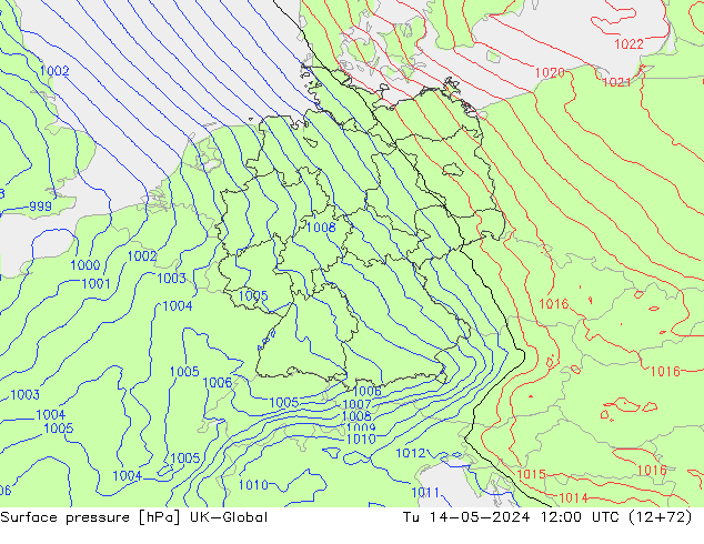Atmosférický tlak UK-Global Út 14.05.2024 12 UTC