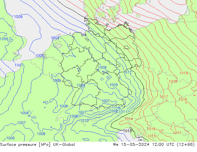 pressão do solo UK-Global Qua 15.05.2024 12 UTC