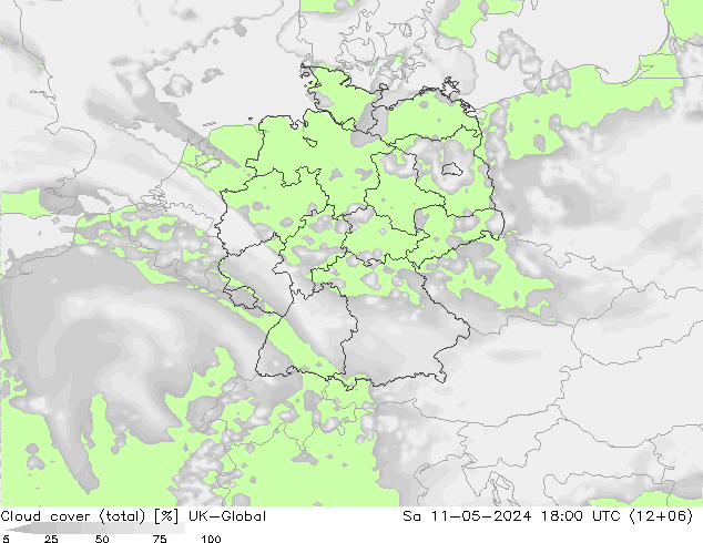 Cloud cover (total) UK-Global Sa 11.05.2024 18 UTC