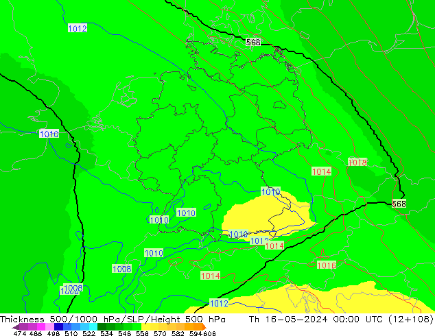 Schichtdicke 500-1000 hPa UK-Global Do 16.05.2024 00 UTC