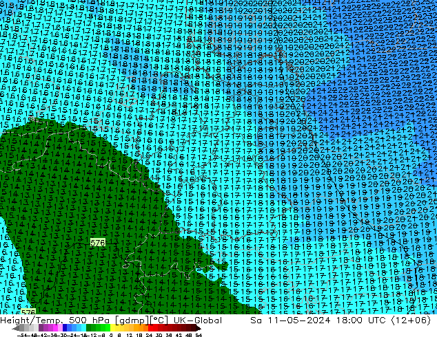 Height/Temp. 500 hPa UK-Global Sa 11.05.2024 18 UTC