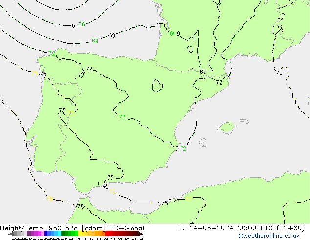 Yükseklik/Sıc. 950 hPa UK-Global Sa 14.05.2024 00 UTC