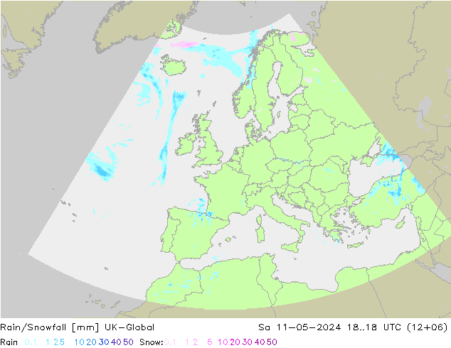 Lluvia/nieve UK-Global sáb 11.05.2024 18 UTC