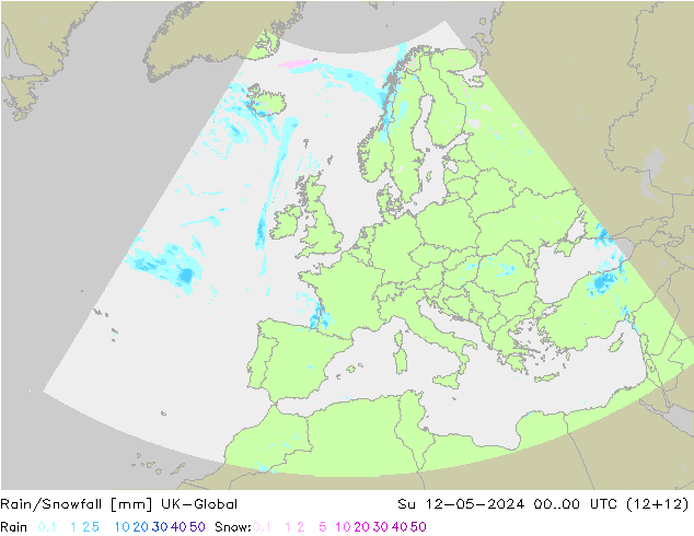 Regen/Sneeuwval UK-Global zo 12.05.2024 00 UTC