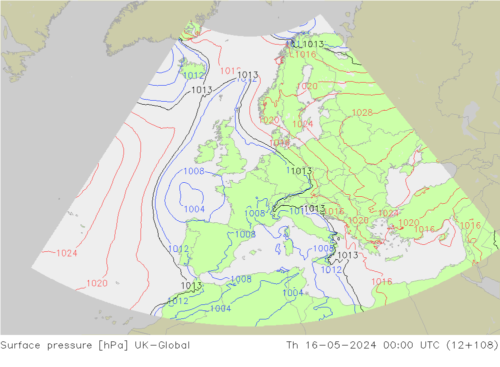 приземное давление UK-Global чт 16.05.2024 00 UTC