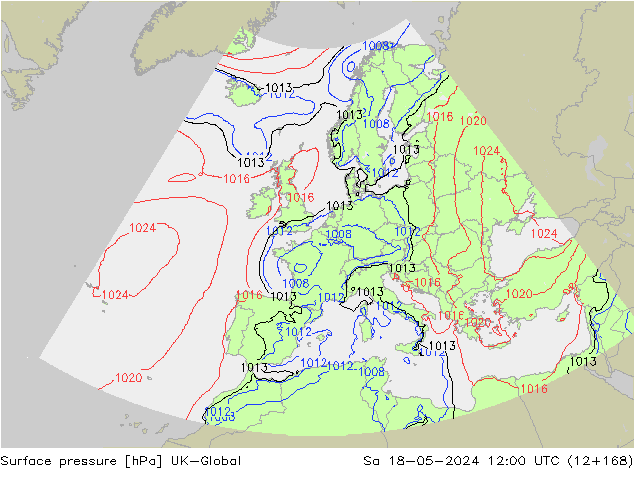 pression de l'air UK-Global sam 18.05.2024 12 UTC