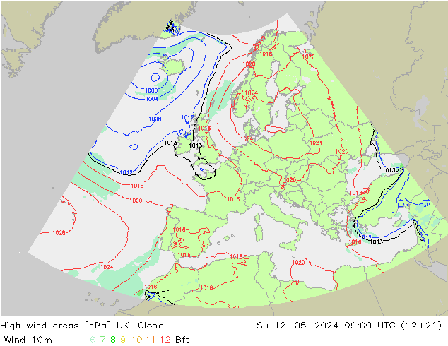 High wind areas UK-Global Вс 12.05.2024 09 UTC