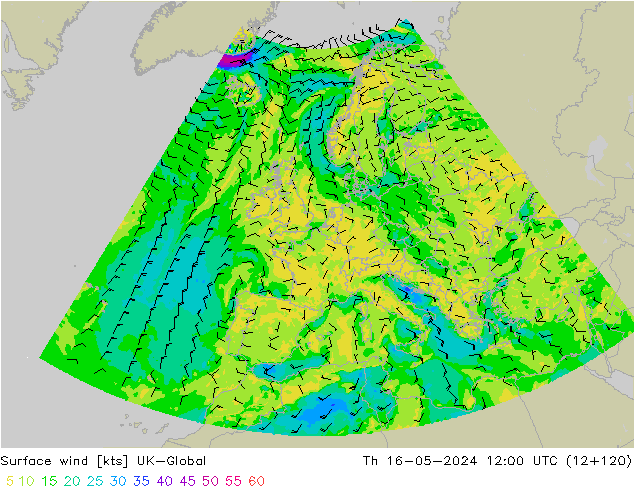wiatr 10 m UK-Global czw. 16.05.2024 12 UTC