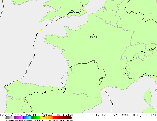 Height/Temp. 950 hPa UK-Global Fr 17.05.2024 12 UTC