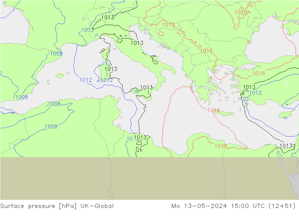приземное давление UK-Global пн 13.05.2024 15 UTC