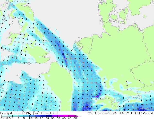 Precipitação (12h) UK-Global Qua 15.05.2024 12 UTC