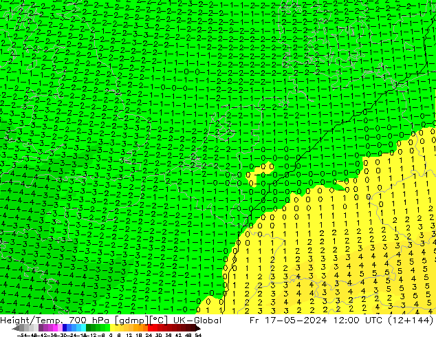 Height/Temp. 700 hPa UK-Global Fr 17.05.2024 12 UTC