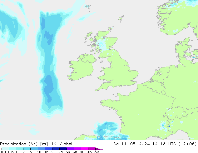 Yağış (6h) UK-Global Cts 11.05.2024 18 UTC