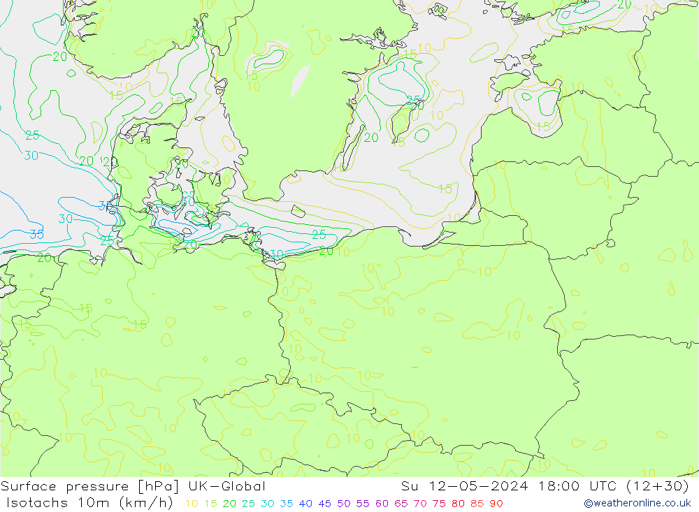 Isotachs (kph) UK-Global Вс 12.05.2024 18 UTC