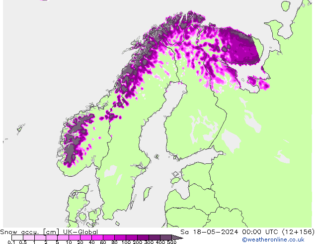 Snow accu. UK-Global So 18.05.2024 00 UTC