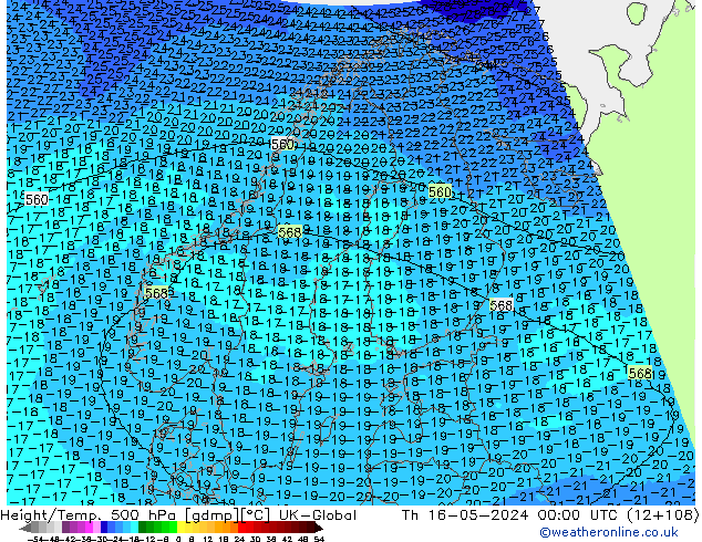 Géop./Temp. 500 hPa UK-Global jeu 16.05.2024 00 UTC