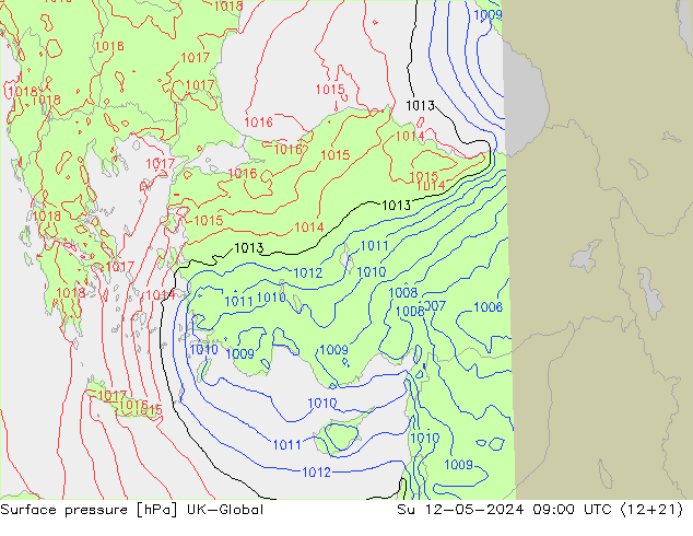 Atmosférický tlak UK-Global Ne 12.05.2024 09 UTC