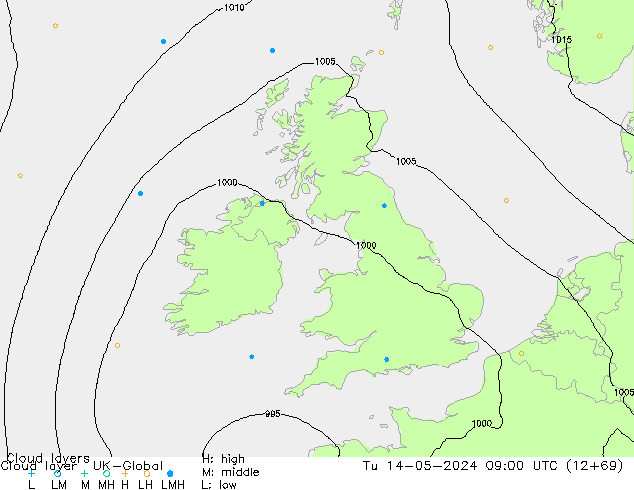 Wolkenschichten UK-Global Di 14.05.2024 09 UTC