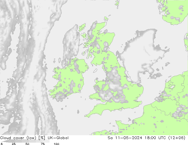 Cloud cover (low) UK-Global Sa 11.05.2024 18 UTC