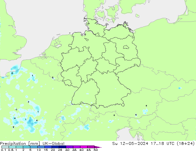 Precipitation UK-Global Su 12.05.2024 18 UTC
