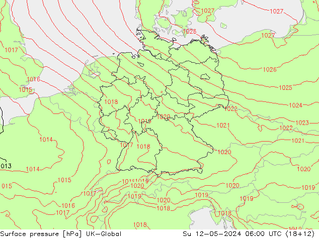 Presión superficial UK-Global dom 12.05.2024 06 UTC