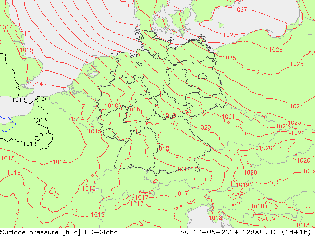 Atmosférický tlak UK-Global Ne 12.05.2024 12 UTC