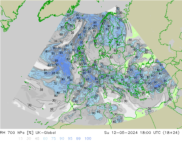 RH 700 hPa UK-Global dom 12.05.2024 18 UTC