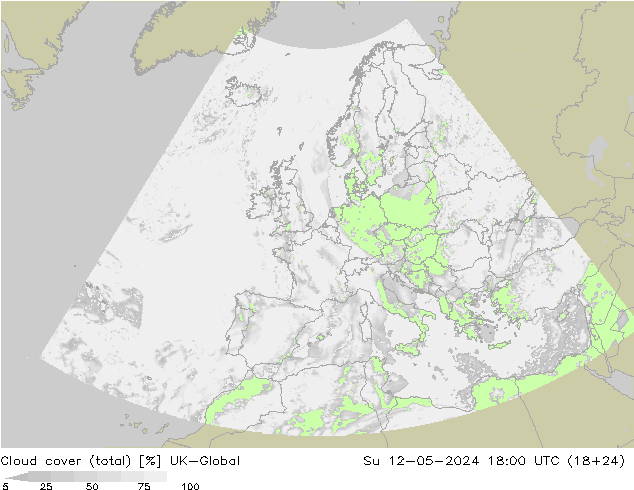 zachmurzenie (suma) UK-Global nie. 12.05.2024 18 UTC