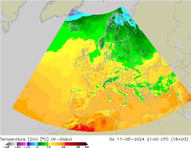 Temperature (2m) UK-Global Sa 11.05.2024 21 UTC