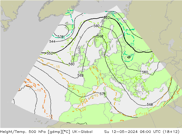 Géop./Temp. 500 hPa UK-Global dim 12.05.2024 06 UTC