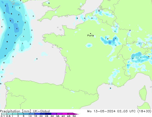 Srážky UK-Global Po 13.05.2024 03 UTC