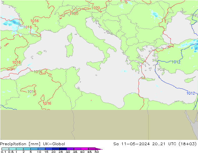 Precipitazione UK-Global sab 11.05.2024 21 UTC