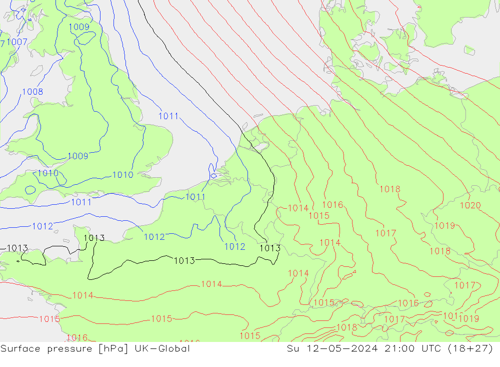 Pressione al suolo UK-Global dom 12.05.2024 21 UTC