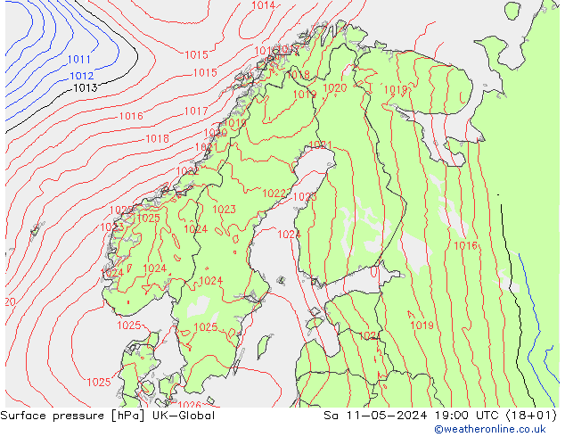 Surface pressure UK-Global Sa 11.05.2024 19 UTC