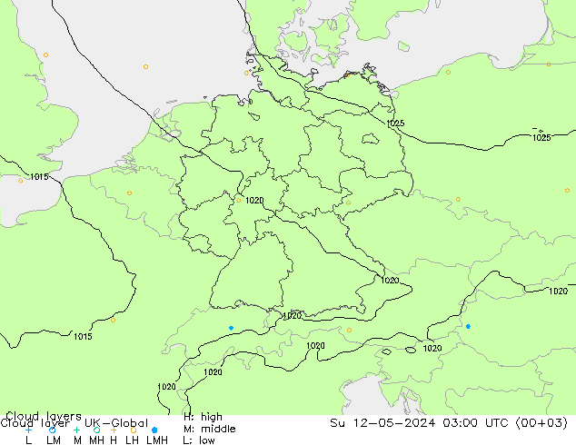 Cloud layer UK-Global 星期日 12.05.2024 03 UTC