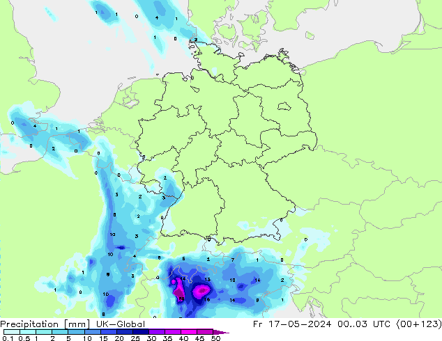 precipitação UK-Global Sex 17.05.2024 03 UTC