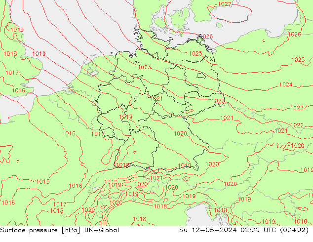 Surface pressure UK-Global Su 12.05.2024 02 UTC