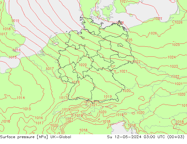 Presión superficial UK-Global dom 12.05.2024 03 UTC