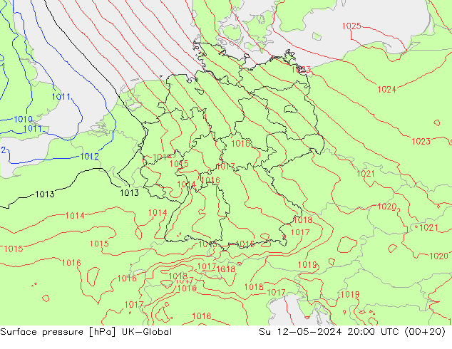 地面气压 UK-Global 星期日 12.05.2024 20 UTC