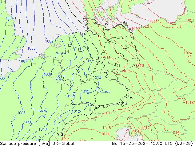 Luchtdruk (Grond) UK-Global ma 13.05.2024 15 UTC