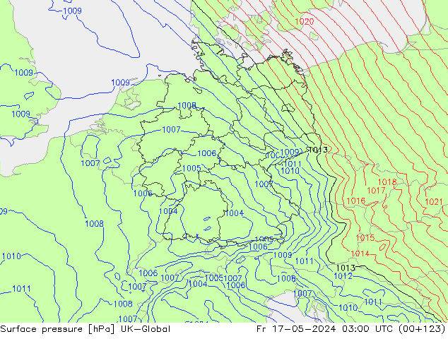 Surface pressure UK-Global Fr 17.05.2024 03 UTC