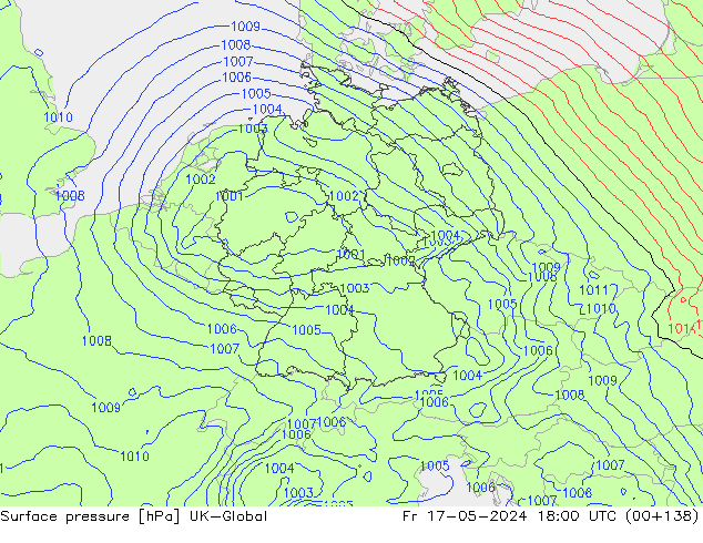 Surface pressure UK-Global Fr 17.05.2024 18 UTC